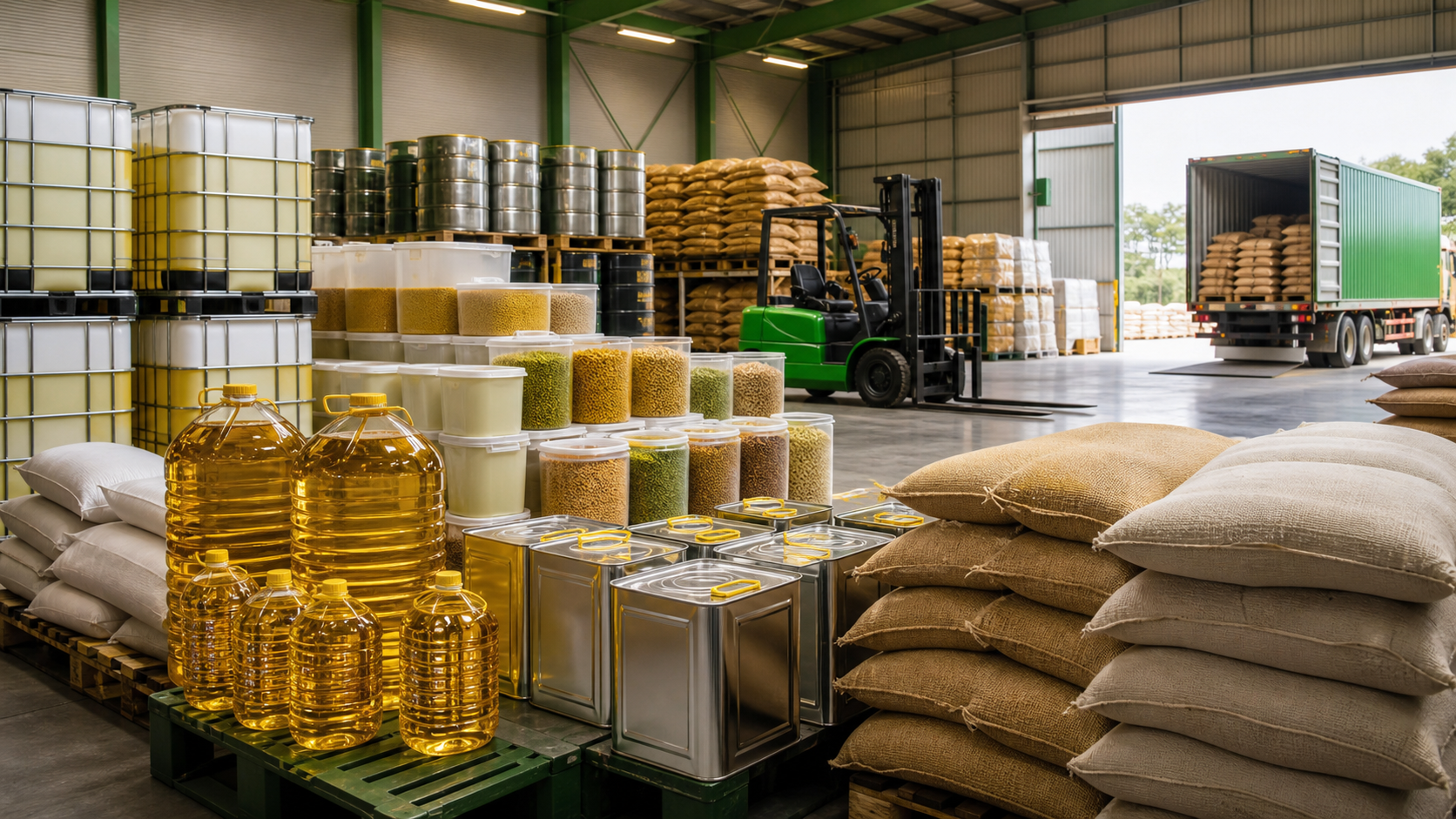 Bulk food ingredient and edible oil distribution warehouse